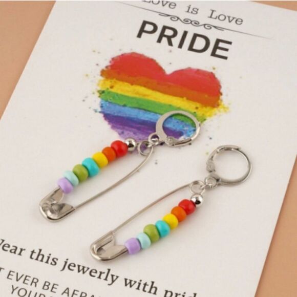 Sparkle Armand Jewelry - 5/$25 Gay Pride LGBTQI Safety Pin Beaded Earrings